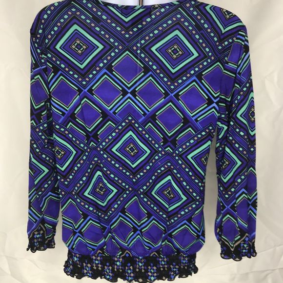 Style & Co. PS teal purple black crochet top - Picture 6 of 7